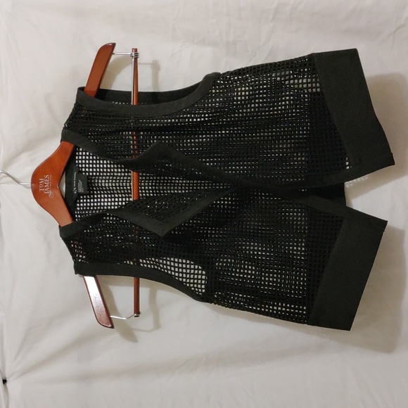 Prelove Armani Exchange Open Front Mesh Vest Color Black Size S/P - Picture 2 of 2